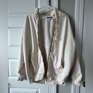 brandy melville oversized cream zip up